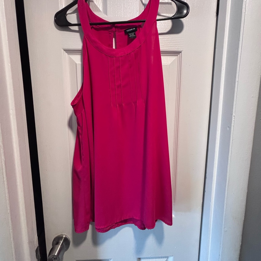 Bold Pink Relaxed Sleeveless Tank Top